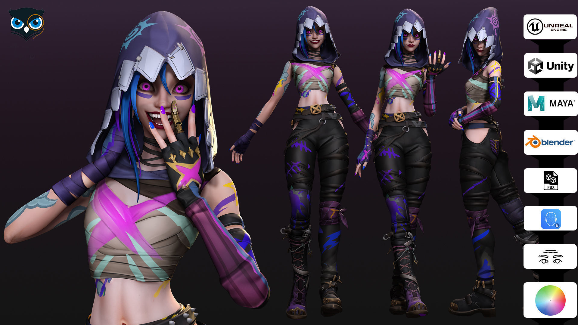 Arcane Prodigy Jinx Low-poly 3D model_1