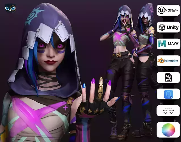 Arcane Prodigy Jinx Low-poly 3D model