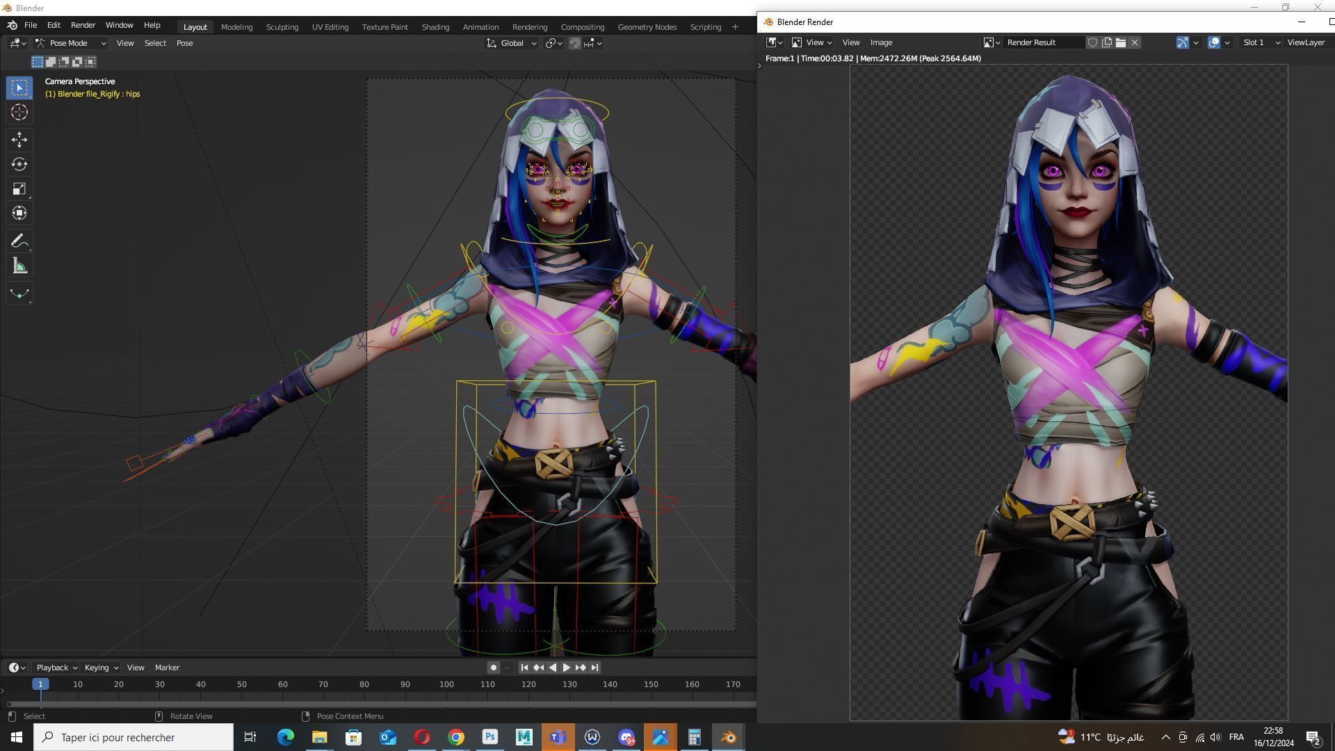 Arcane Prodigy Jinx Low-poly 3D model_20