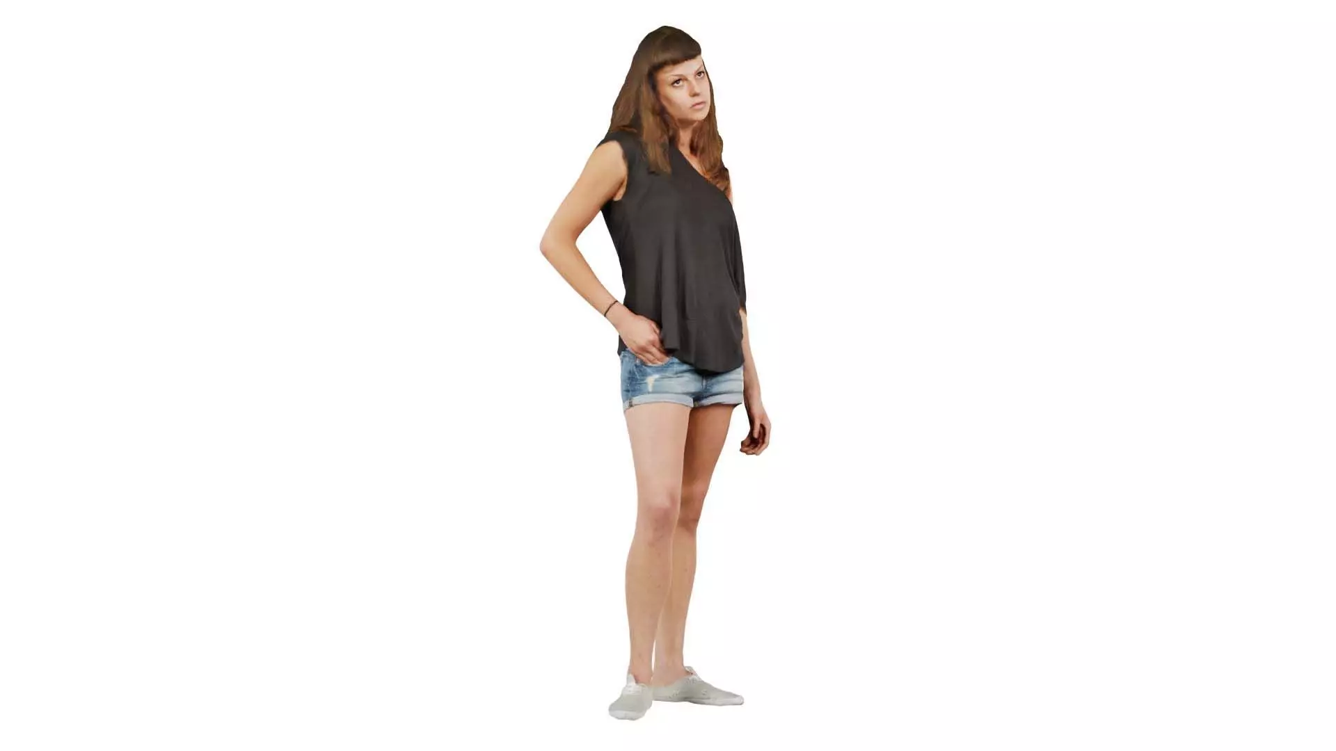 Woman in Jeans Short Low-poly 3D model