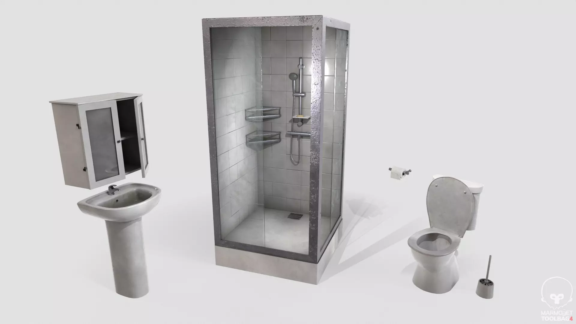 Dirty Bathroom 3D Model Collection_0