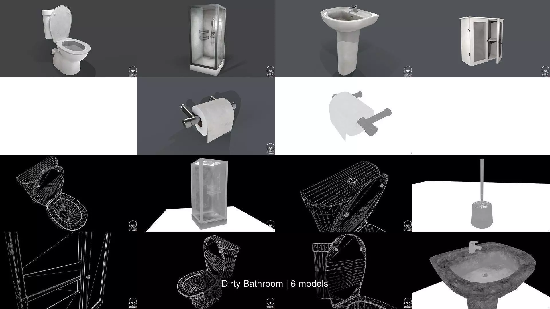 Dirty Bathroom 3D Model Collection_7