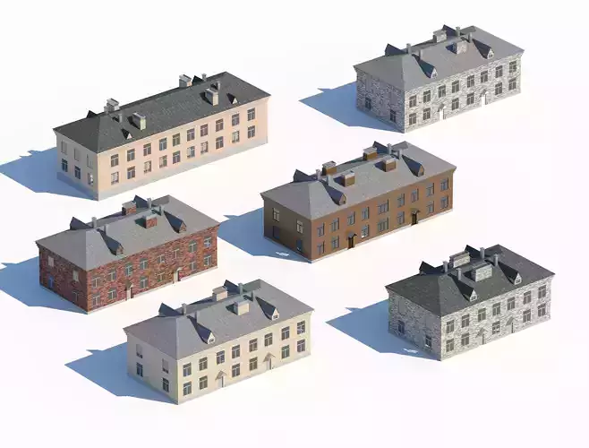 Soviet-style residential buildings pack 3D model Soviet-style residential buildings pack 3D model