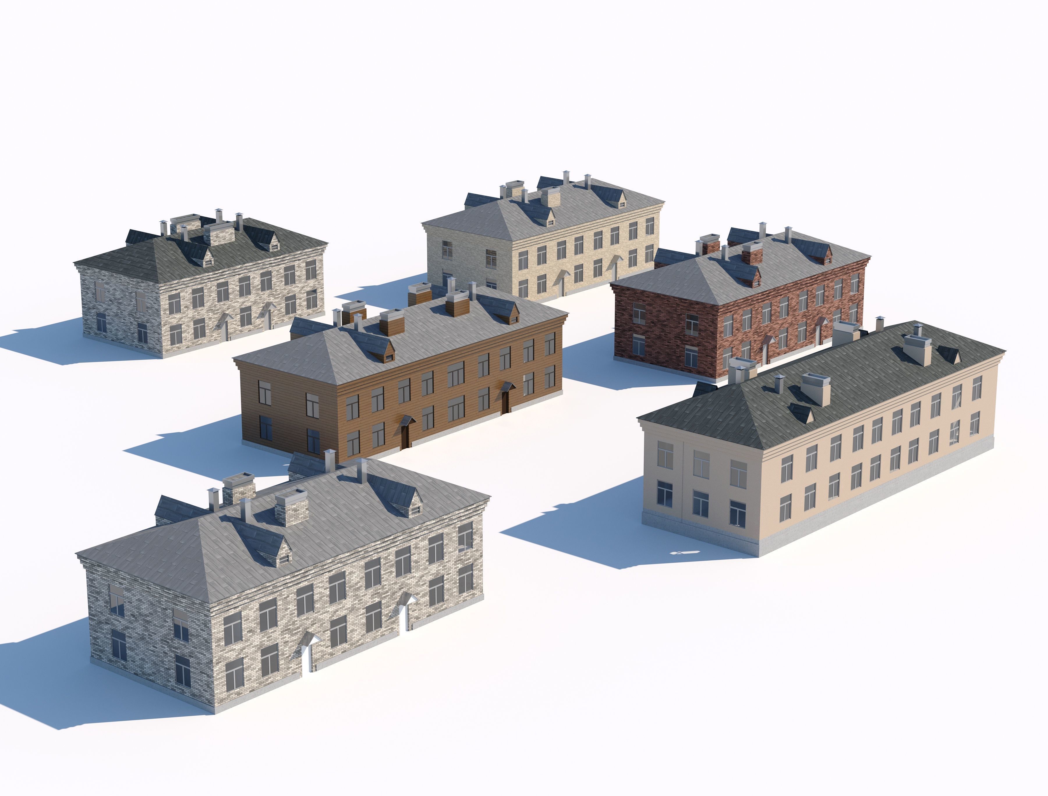 Soviet-style residential buildings pack 3D model_2