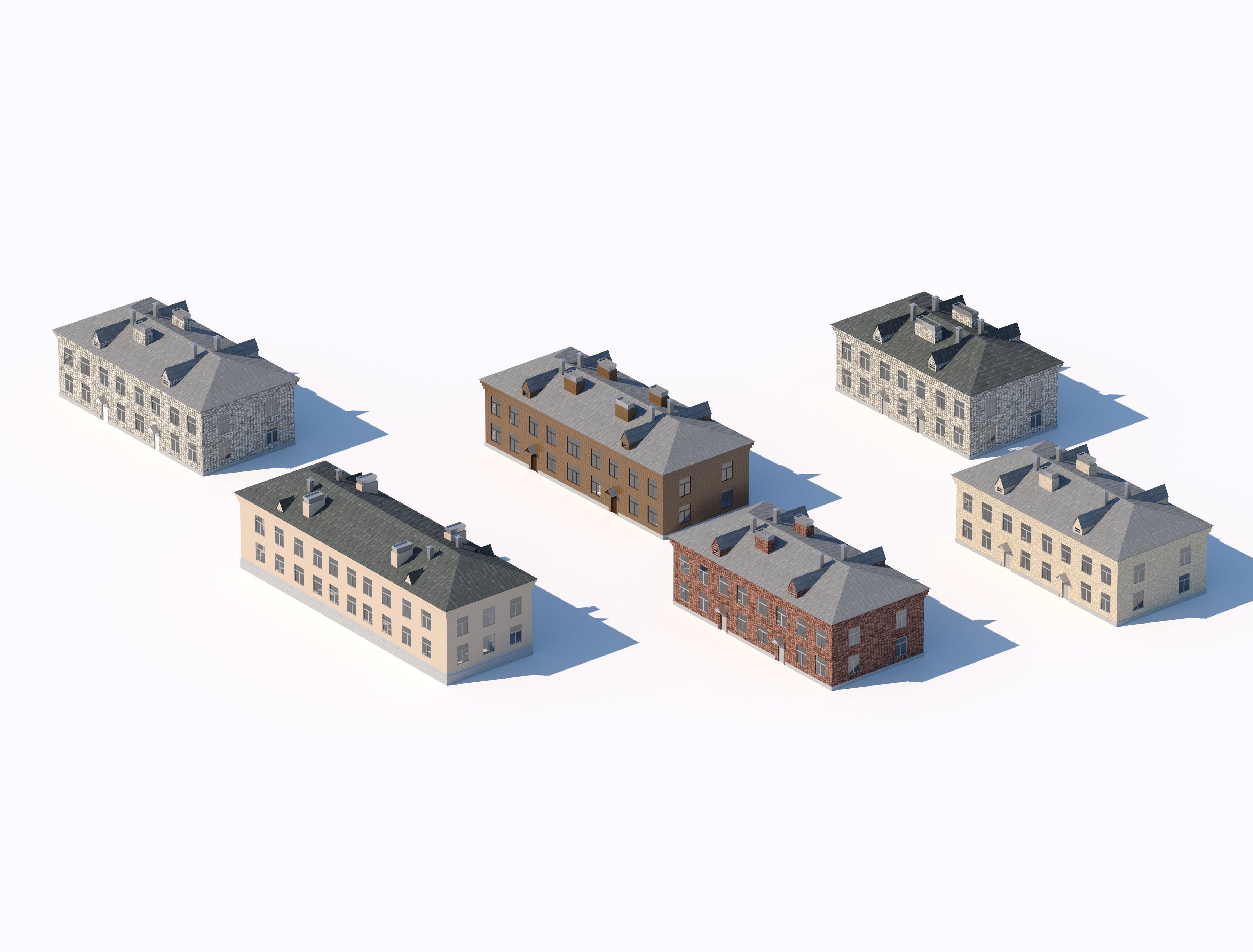 Soviet-style residential buildings pack 3D model_1