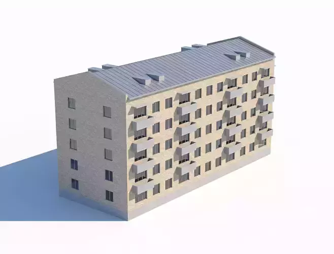 Soviet-style apartment block 3D model Soviet-style apartment block 3D model