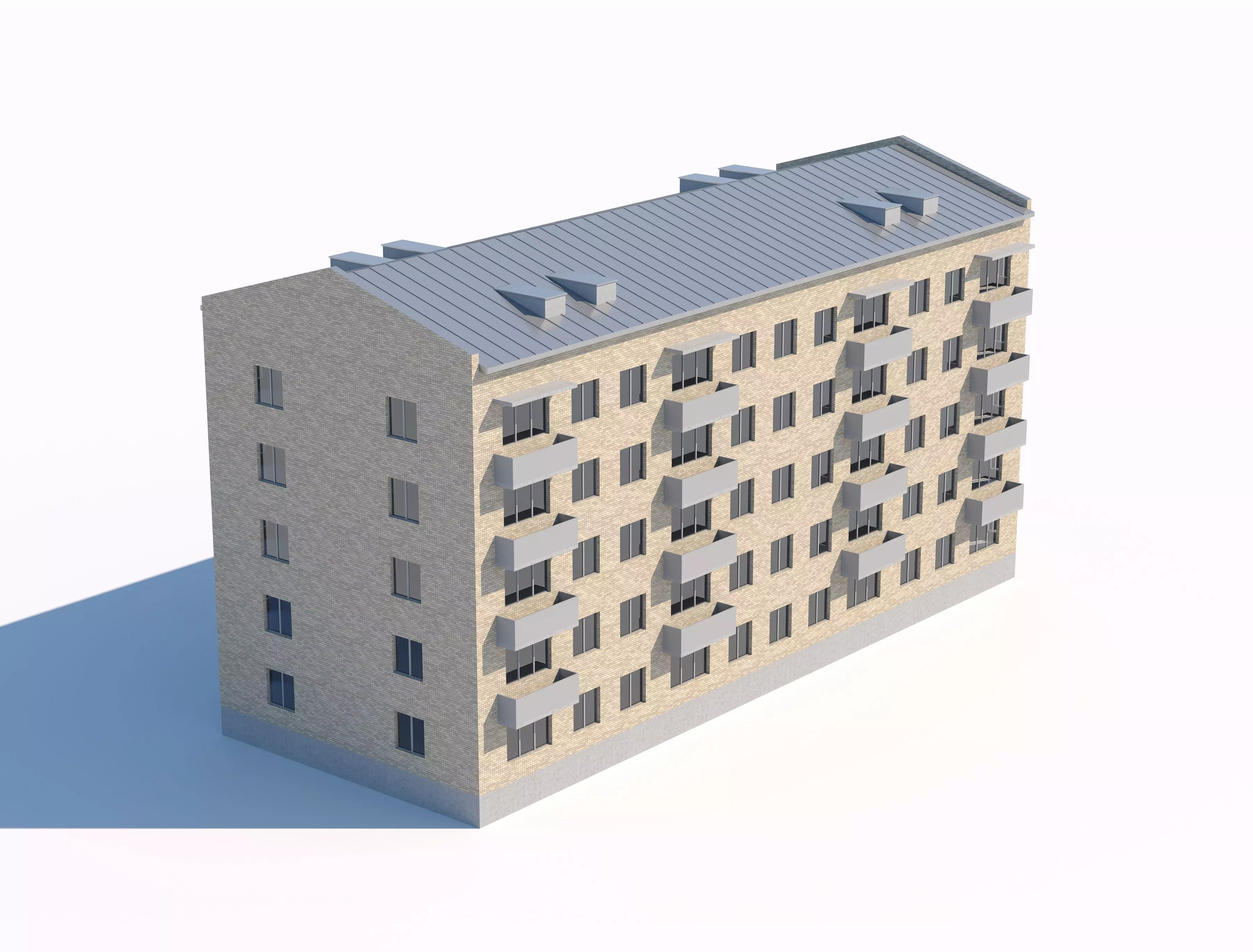 Soviet-style apartment block 3D model_0
