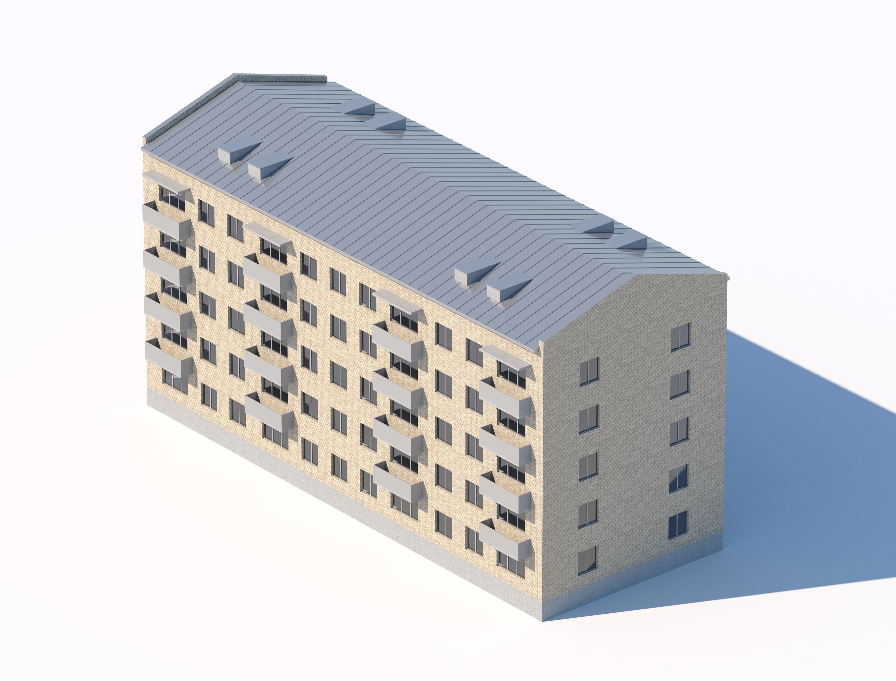 Soviet-style apartment block 3D model_1