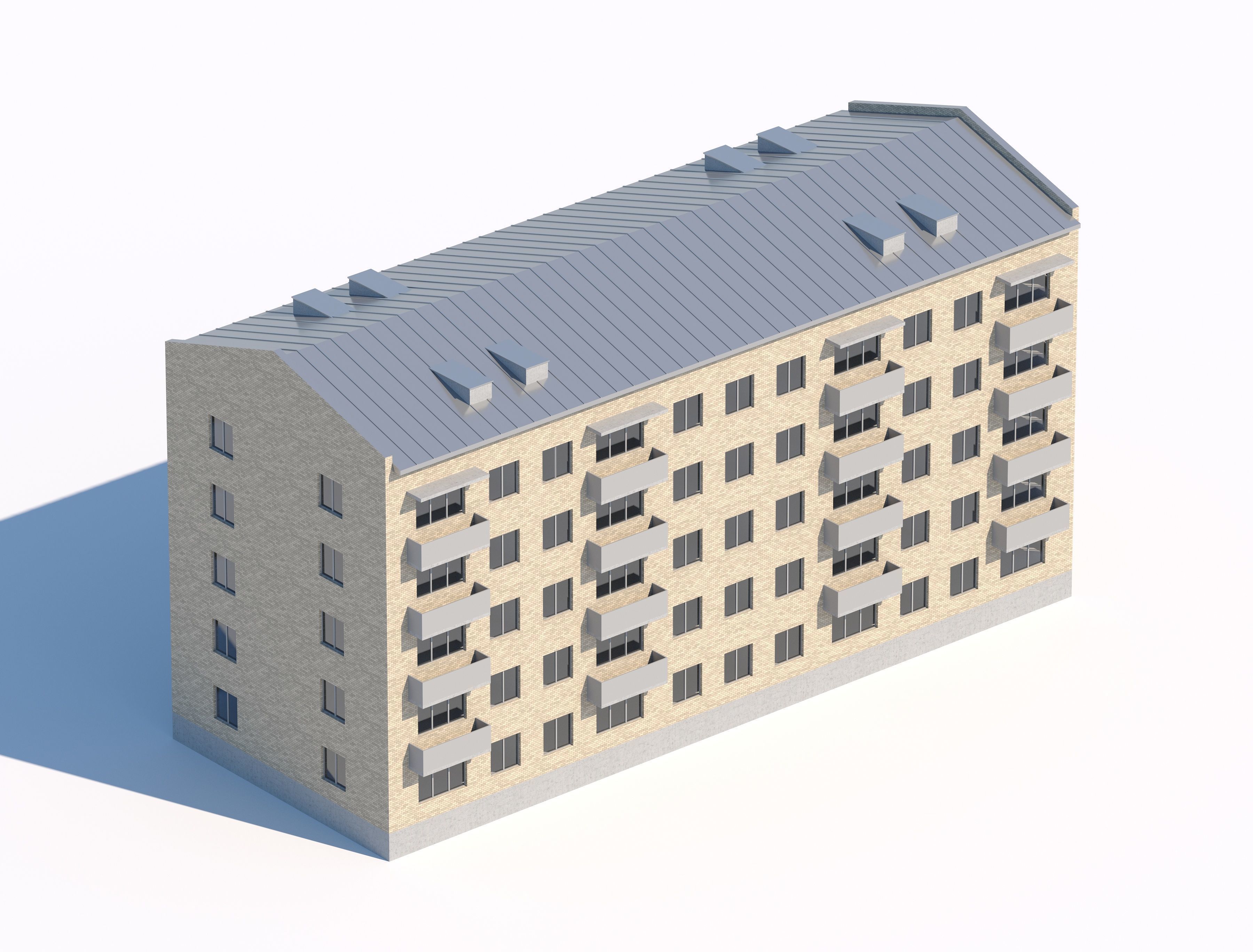 Soviet-style apartment block 3D model_2