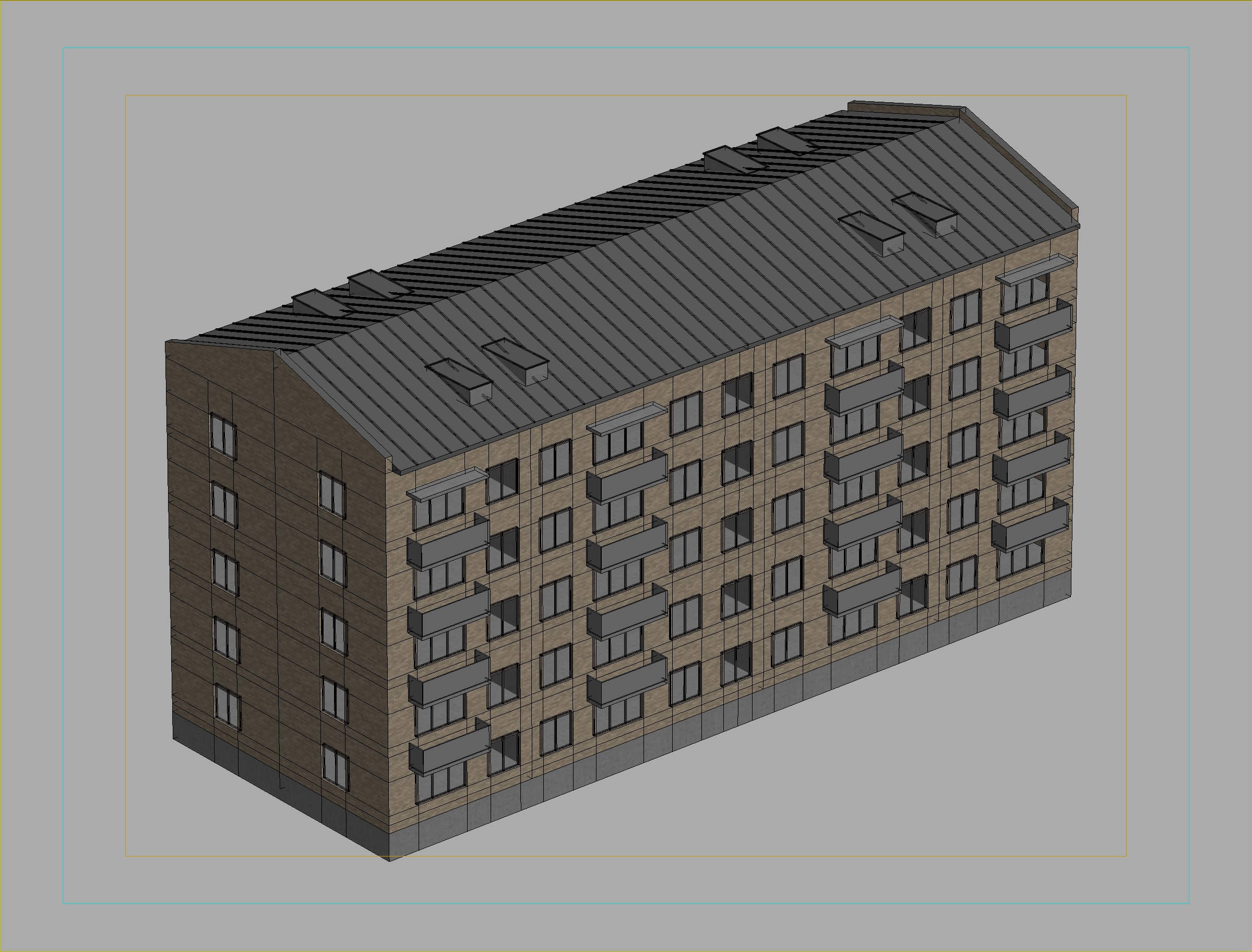 Soviet-style apartment block 3D model_4