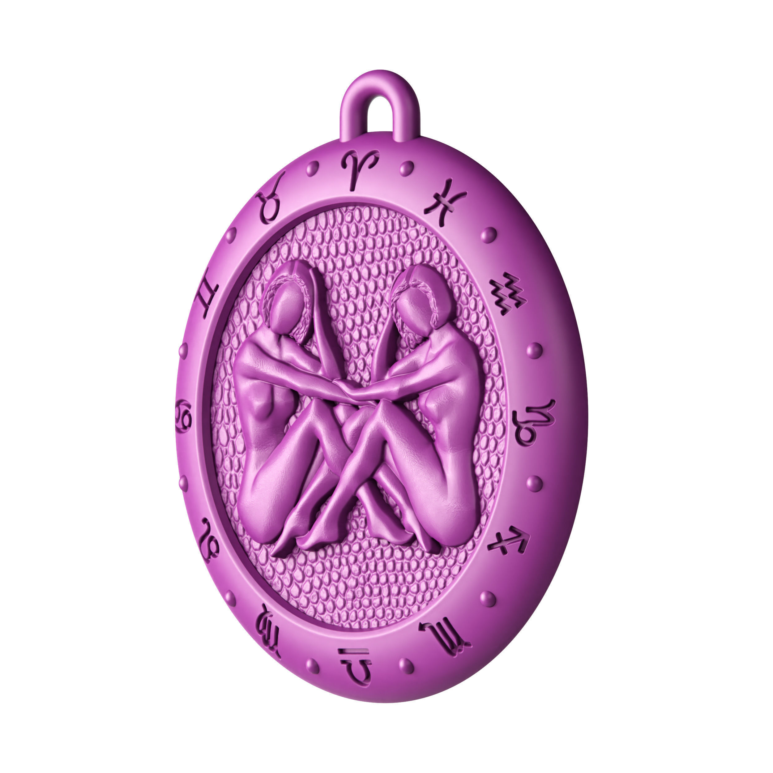 Gemini Zodiac Pendant 3D print model_7