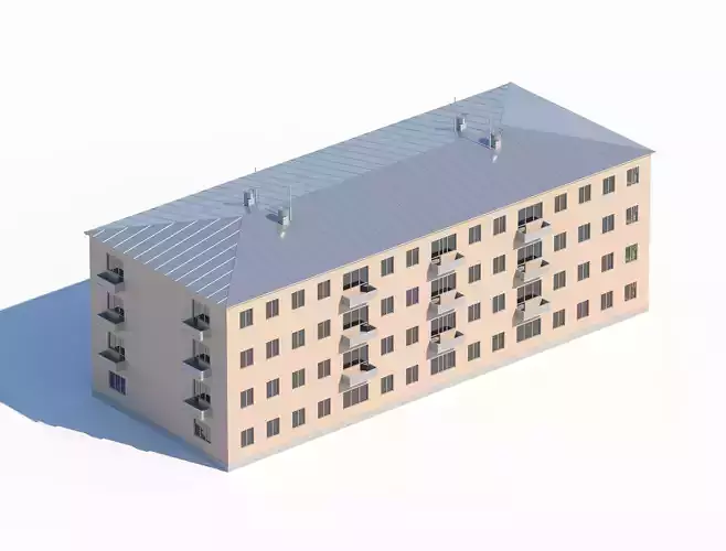 Soviet-style residential building with balconies