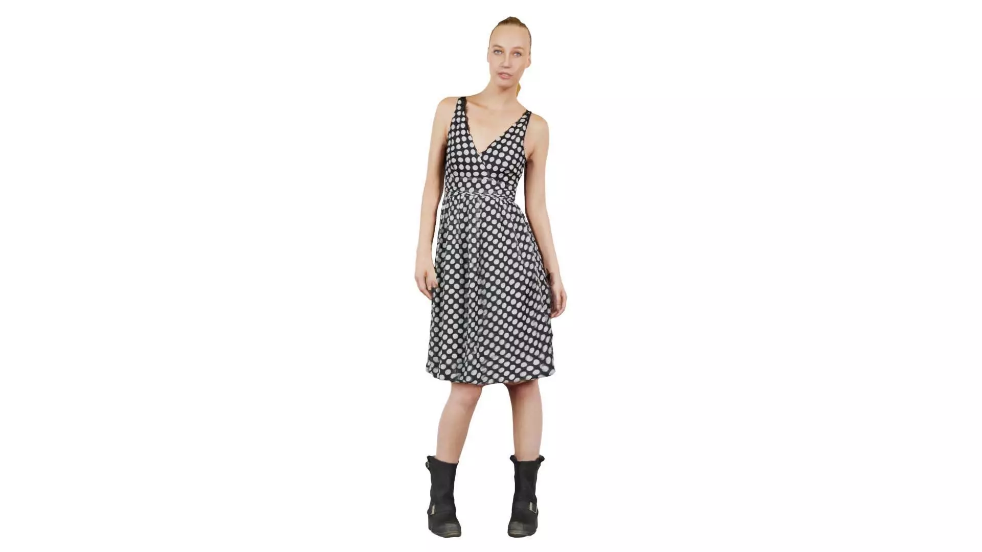 Woman in Polka Dot Dress Low-poly 3D model