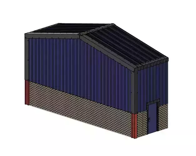 Model Railway Low Relief Industrial Building 1 Rear 3D print model