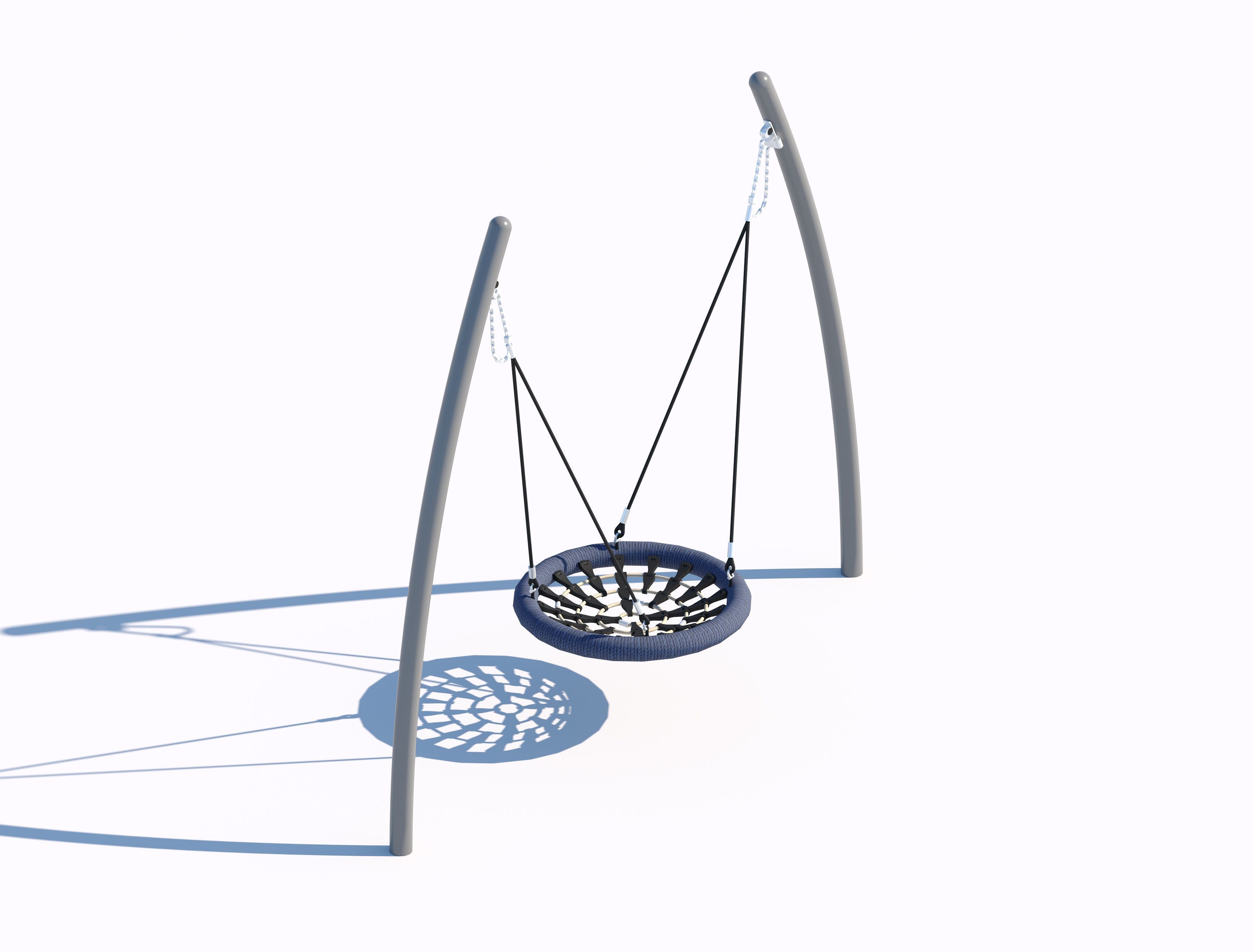 Circular wooden sandbox with integrated seating 3D model_1