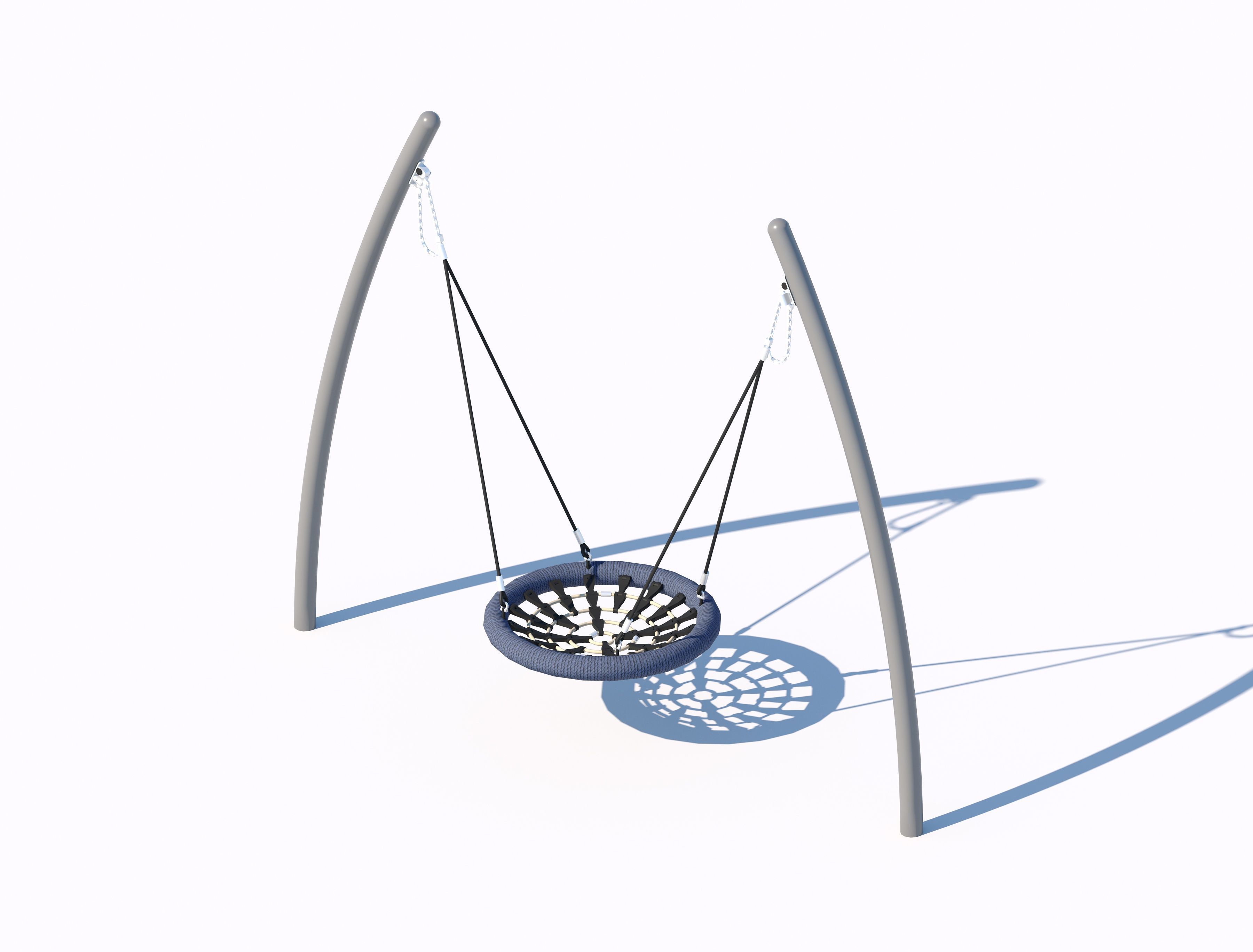 Circular wooden sandbox with integrated seating 3D model_2