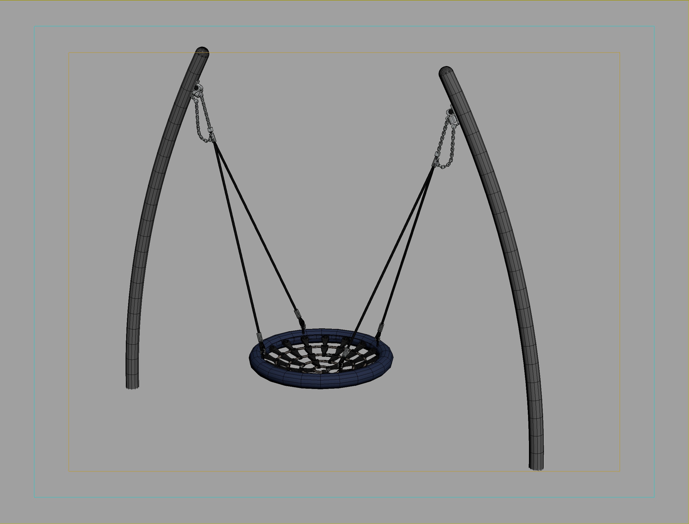 Circular wooden sandbox with integrated seating 3D model_4