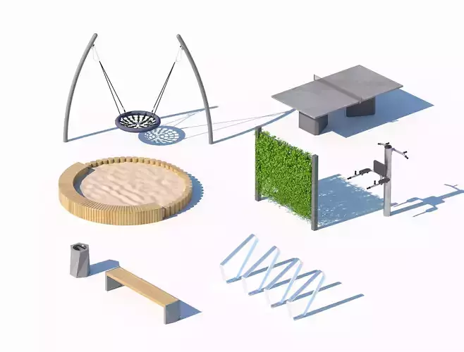 Modern outdoor furniture and playground set