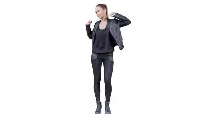 Woman in Shiny Black Outfit Dancing