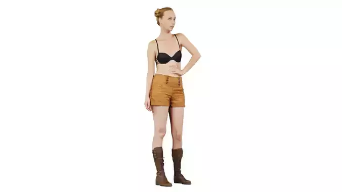 Woman in Shorts and Bra