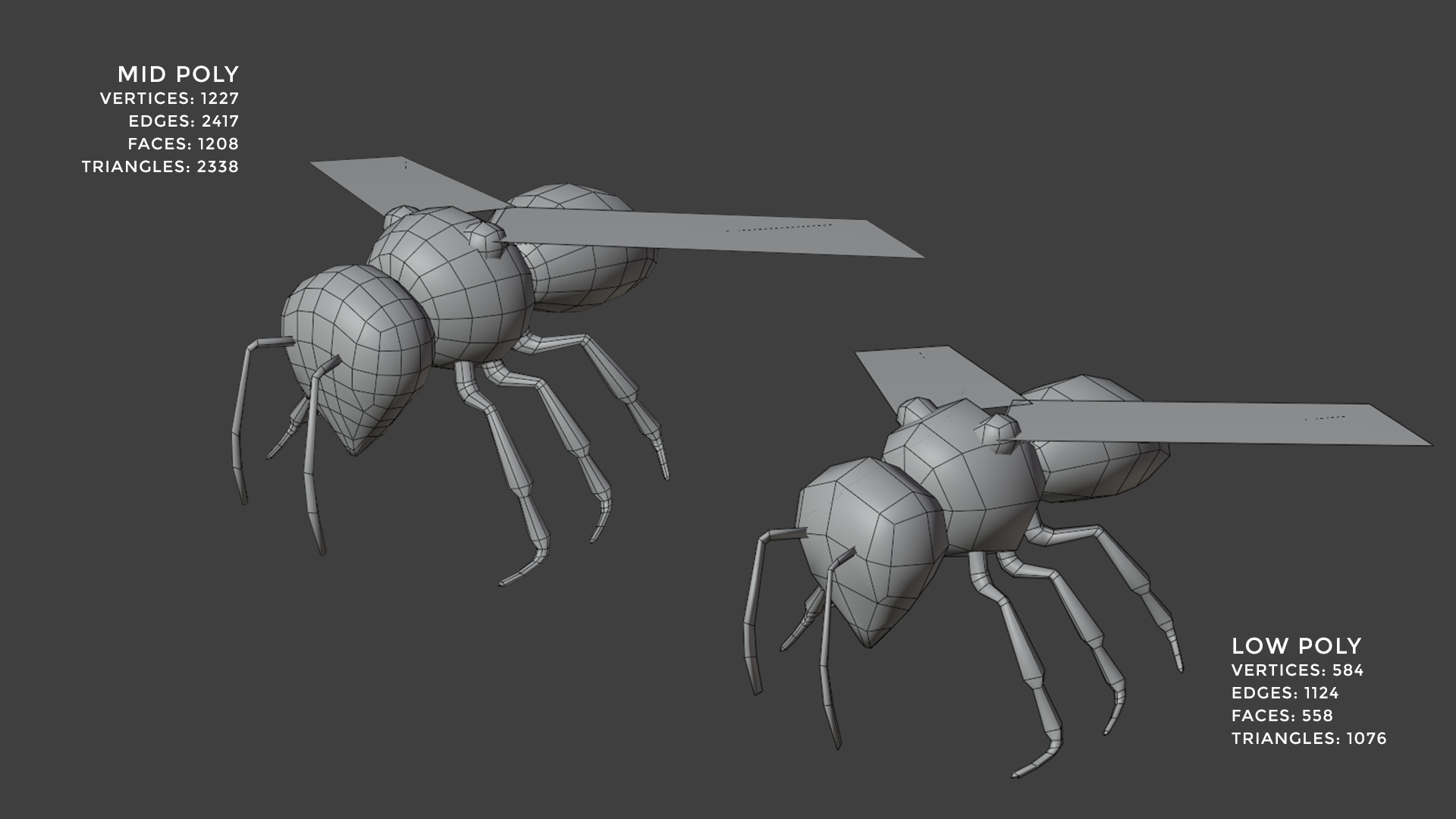 Animated Bee Low-poly 3D model_8