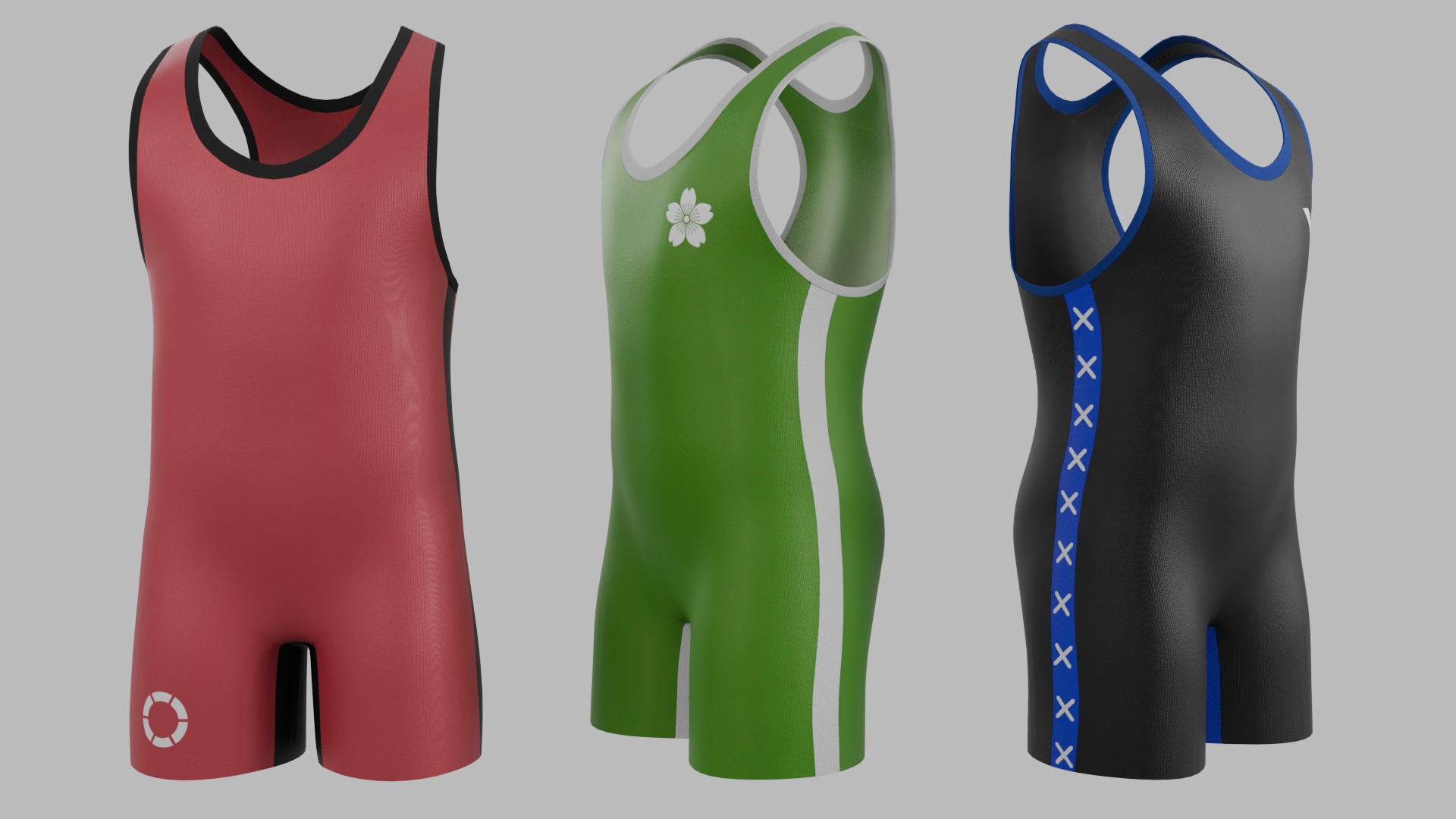3d Customizable Wrestler Singlet Realistic PBR GLB FBX OBJ mlt Low-poly 3D model_2
