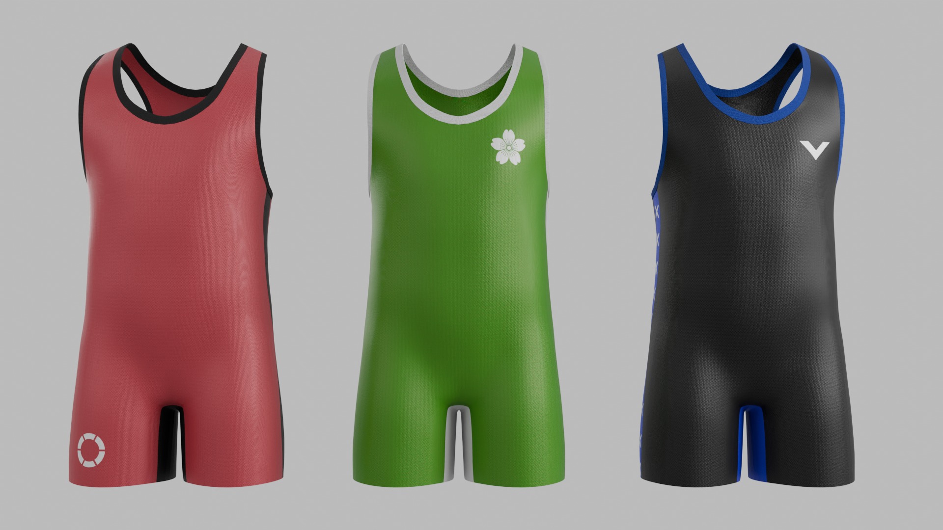 3d Customizable Wrestler Singlet Realistic PBR GLB FBX OBJ mlt Low-poly 3D model_3