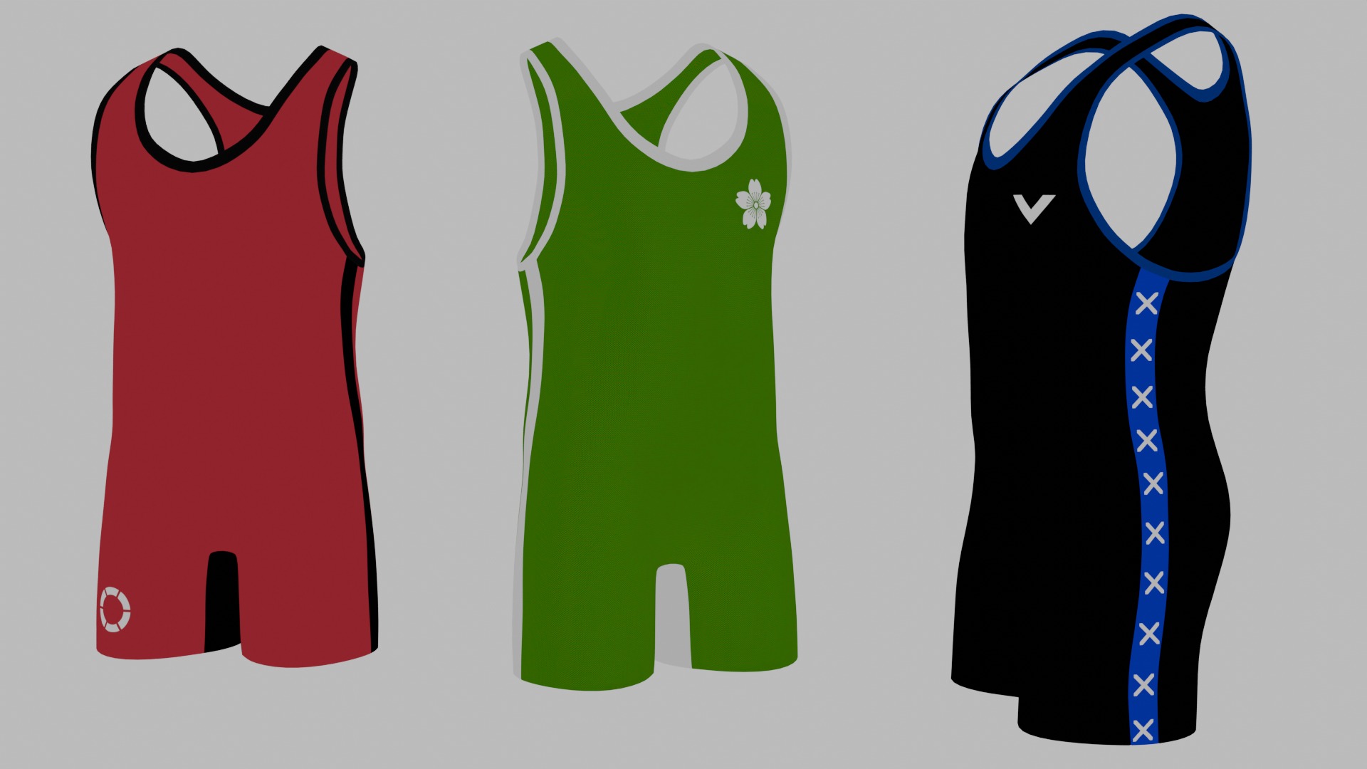 3d Customizable Wrestler Singlet Realistic PBR GLB FBX OBJ mlt Low-poly 3D model_8