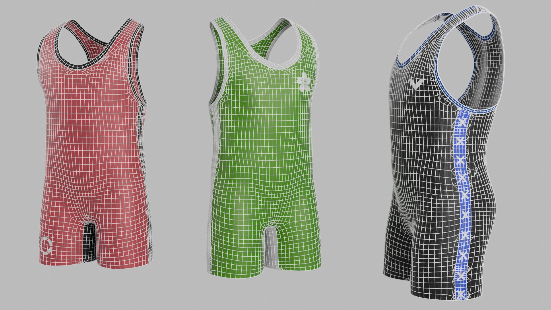 3d Customizable Wrestler Singlet Realistic PBR GLB FBX OBJ mlt Low-poly 3D model_10