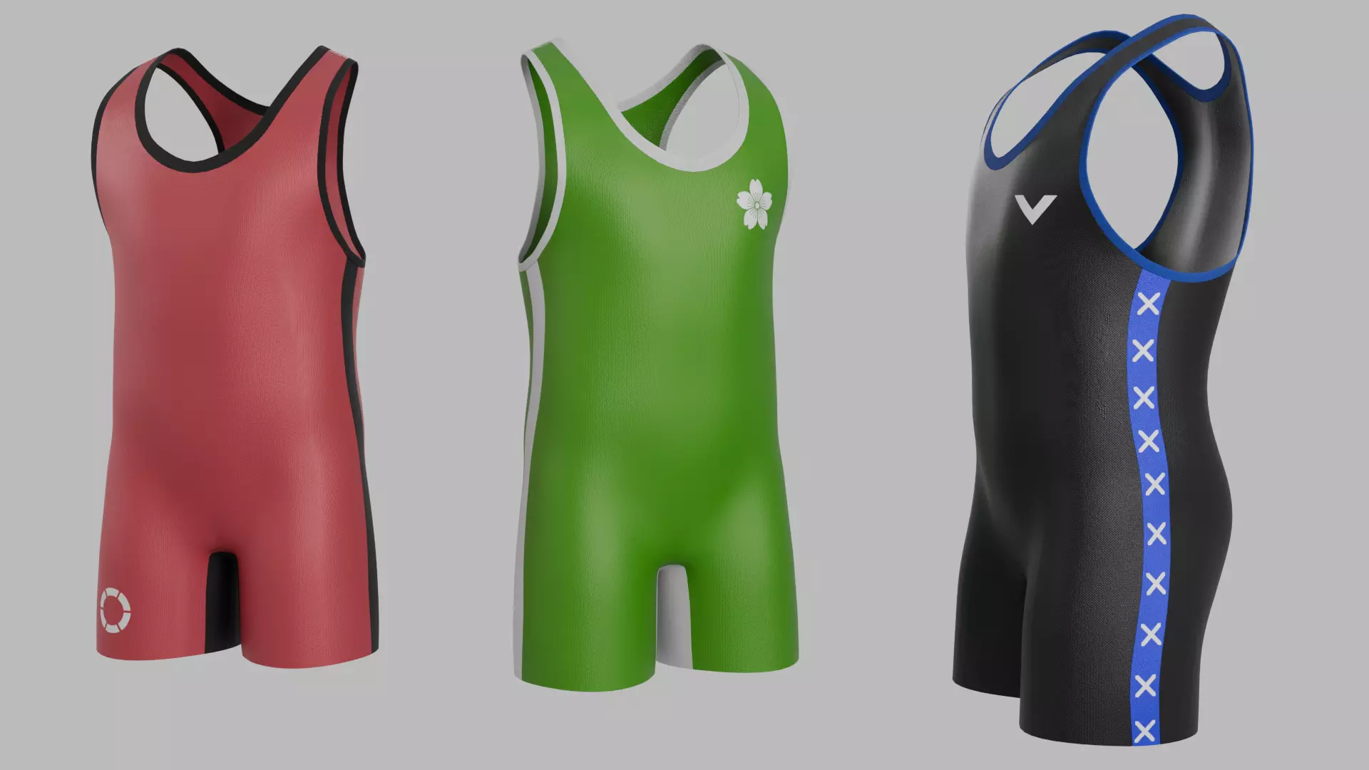 3d Customizable Wrestler Singlet Realistic PBR GLB FBX OBJ mlt Low-poly 3D model_0