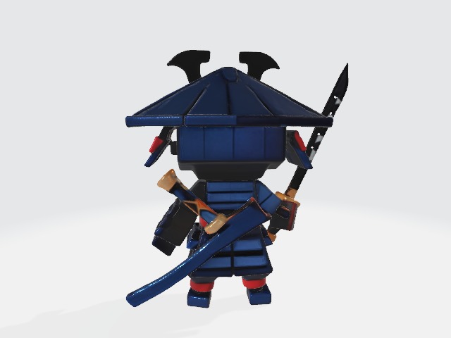 Lowpoly samurai robot 3D model_2