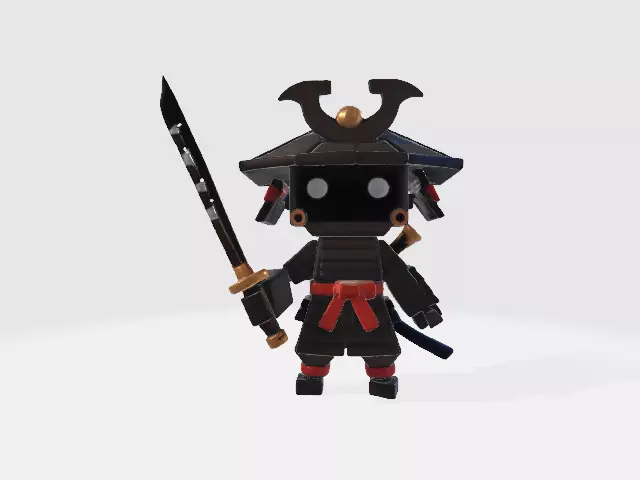 Lowpoly samurai robot 3D model_0