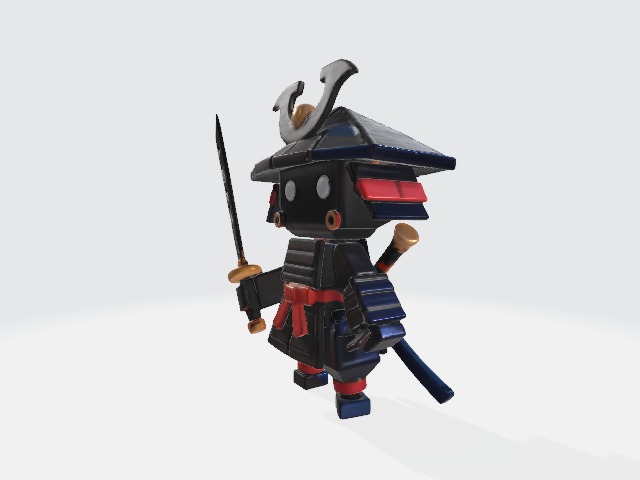Lowpoly samurai robot 3D model_1