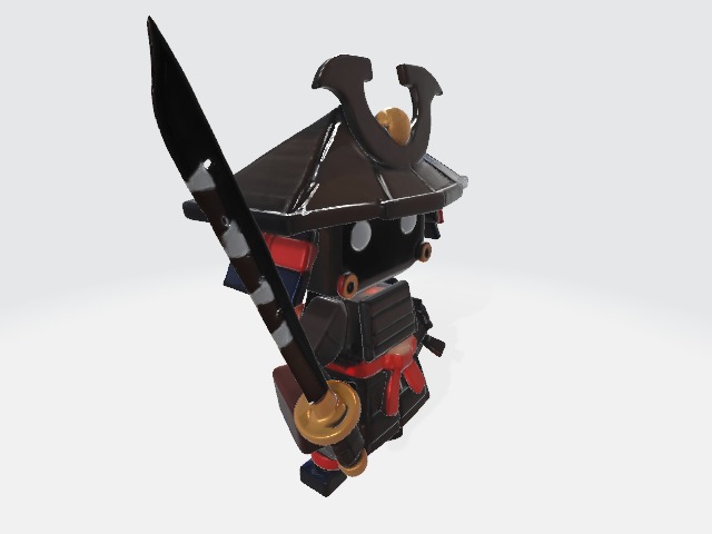 Lowpoly samurai robot 3D model_3