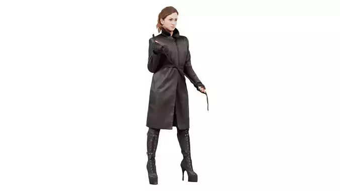 Woman in Thighhigh Boots and Leather Coat 1