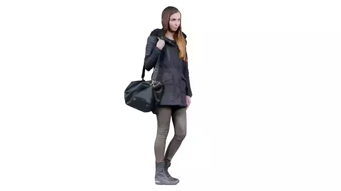 Woman in Warm Coat Wearing Bag