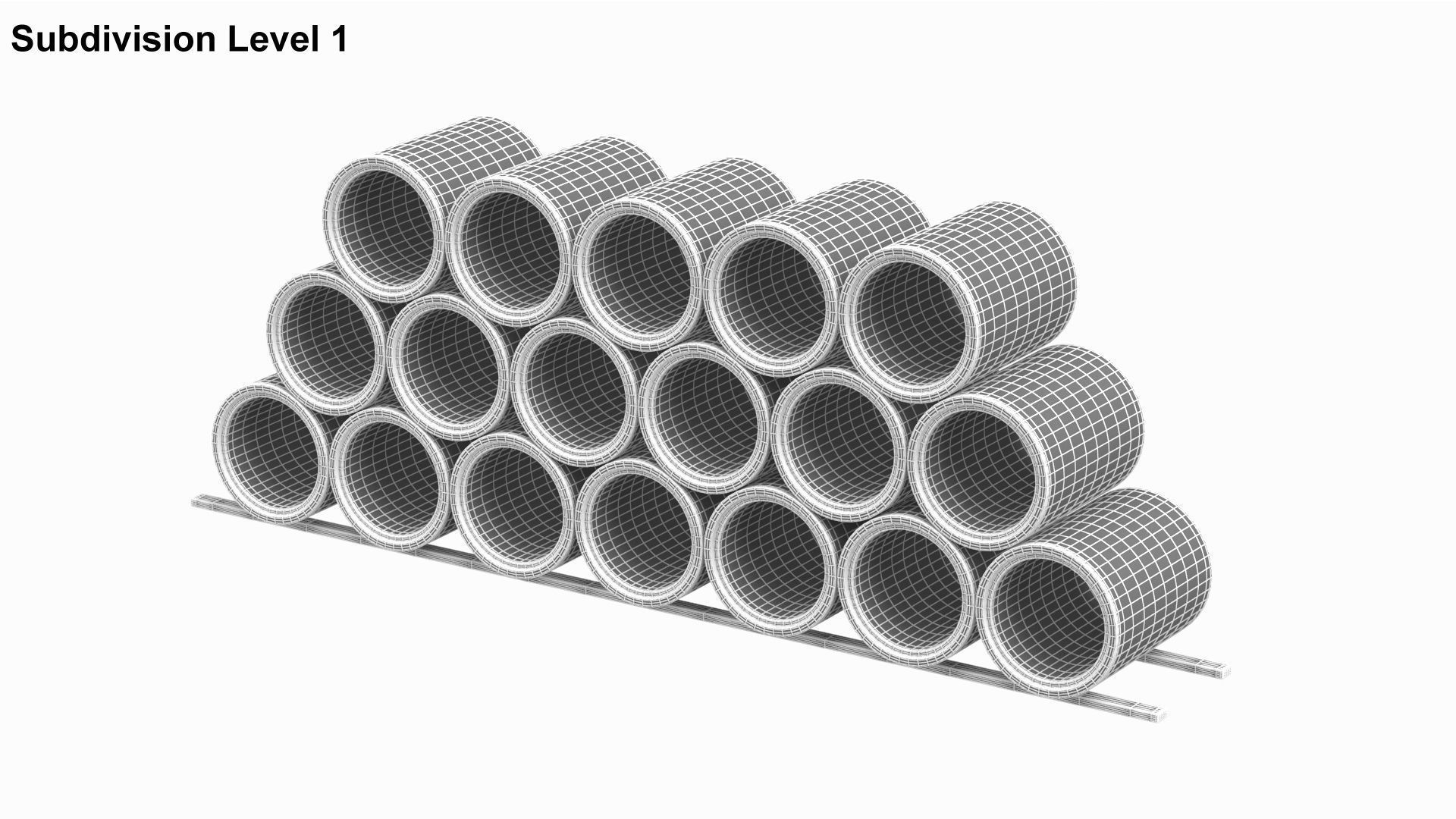 Concrete Pipes Stack 3D model_7