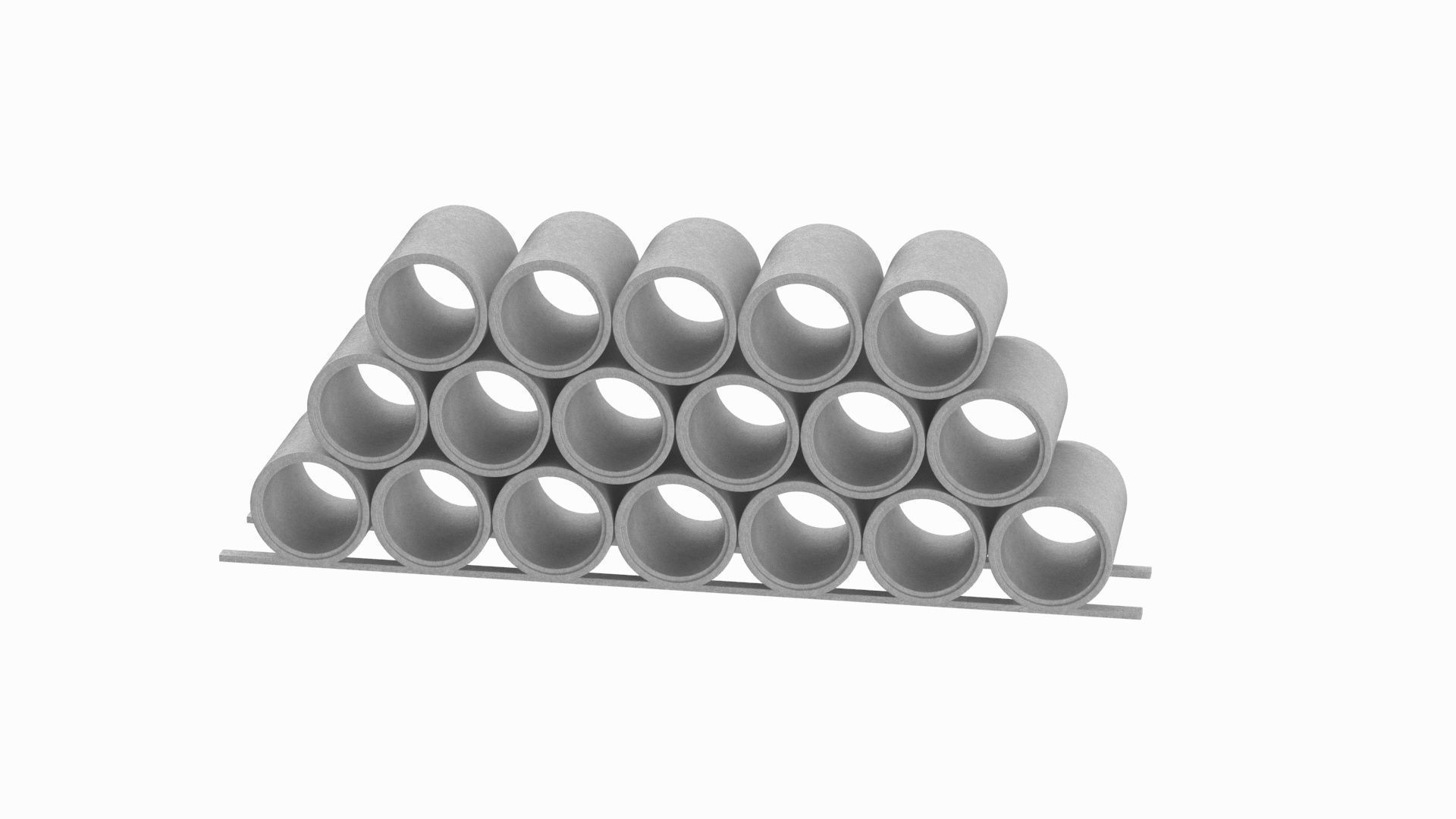 Concrete Pipes Stack 3D model_2