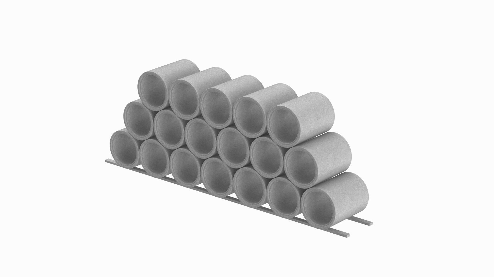 Concrete Pipes Stack 3D model_1