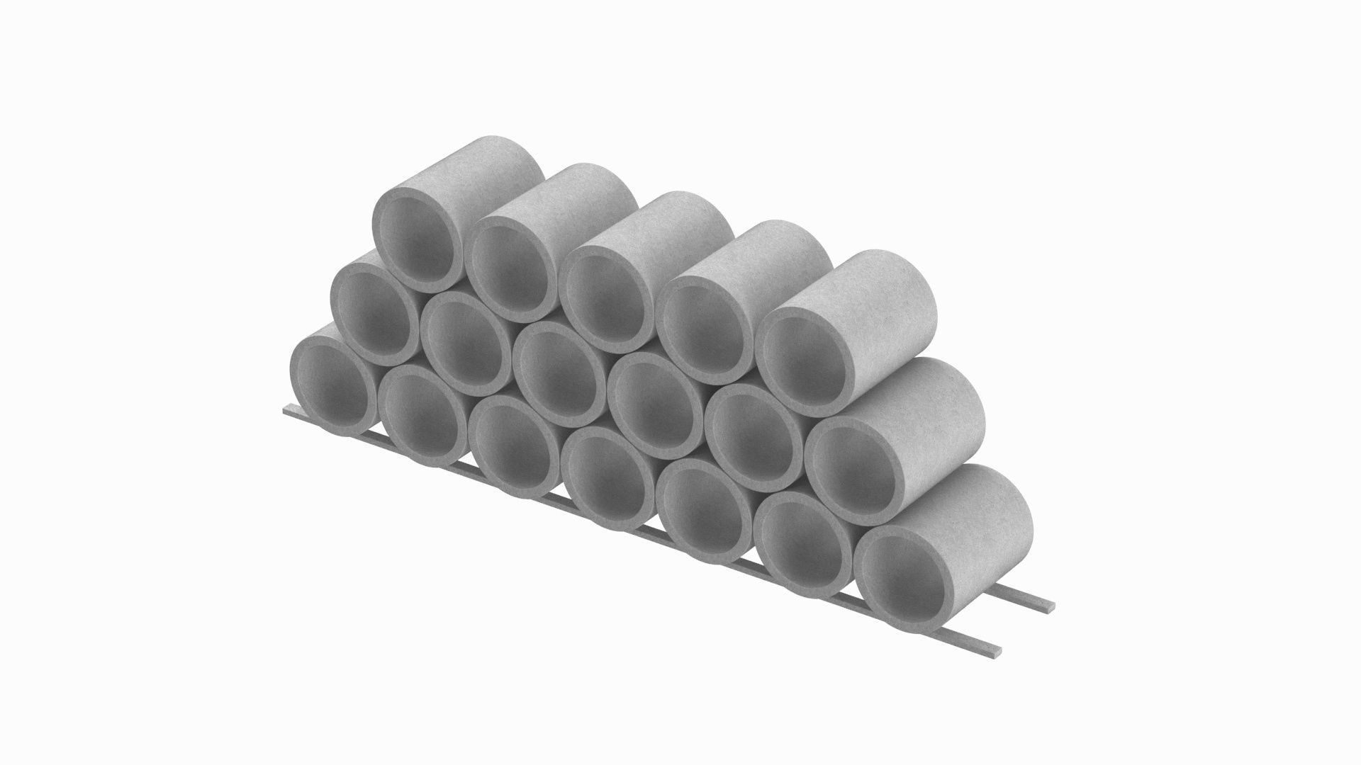 Concrete Pipes Stack 3D model_4