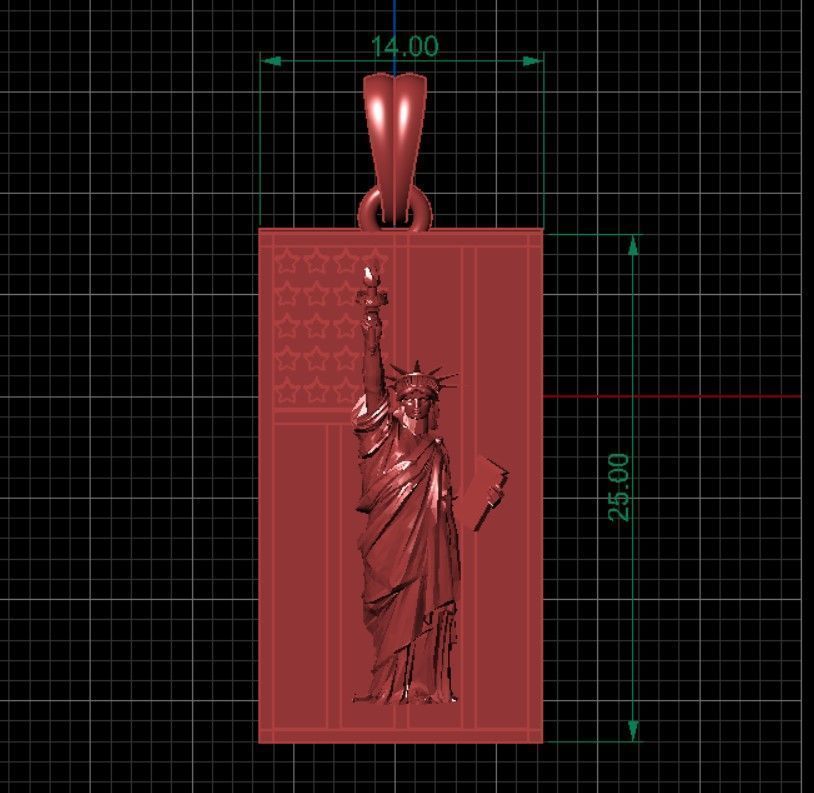 statue of liberty pendant 3D print model_15