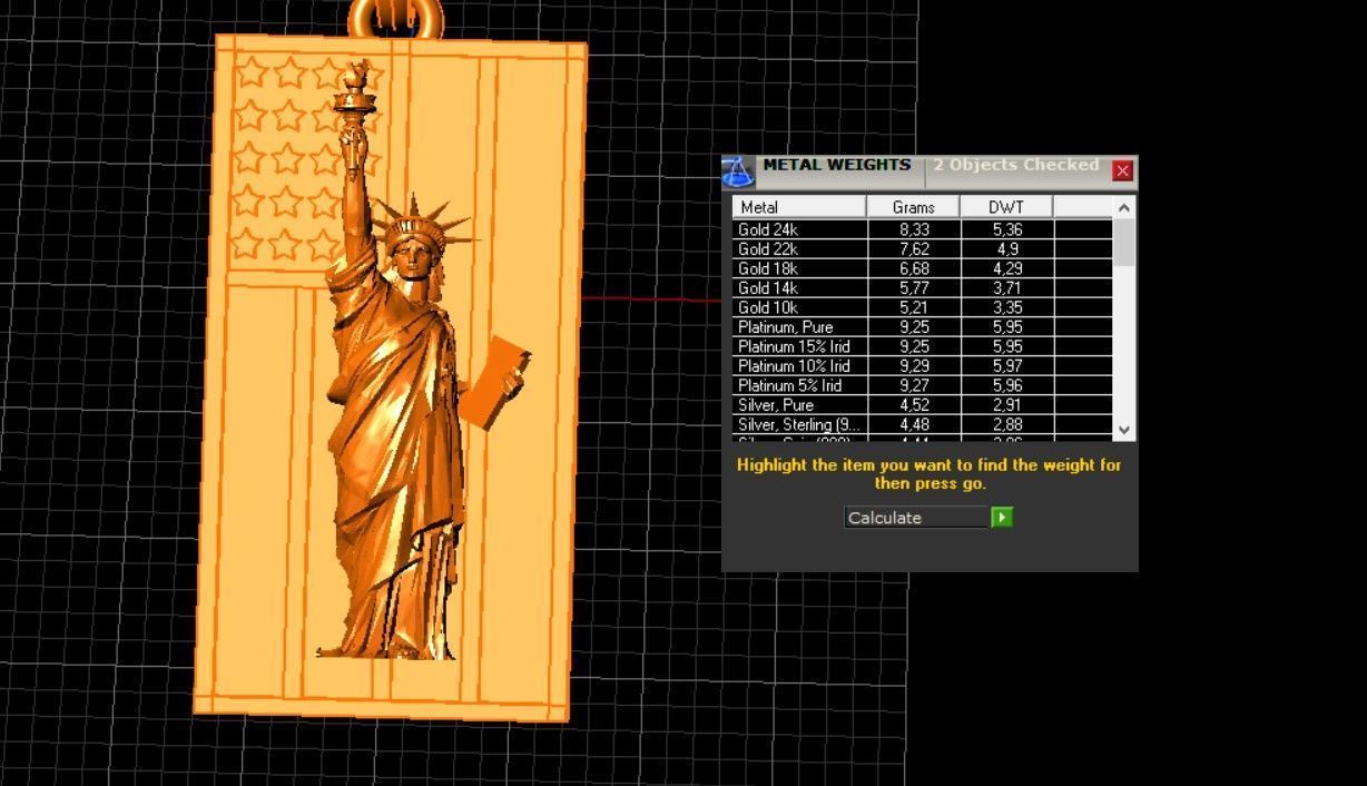 statue of liberty pendant 3D print model_6