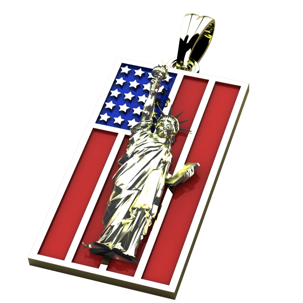 statue of liberty pendant 3D print model_14