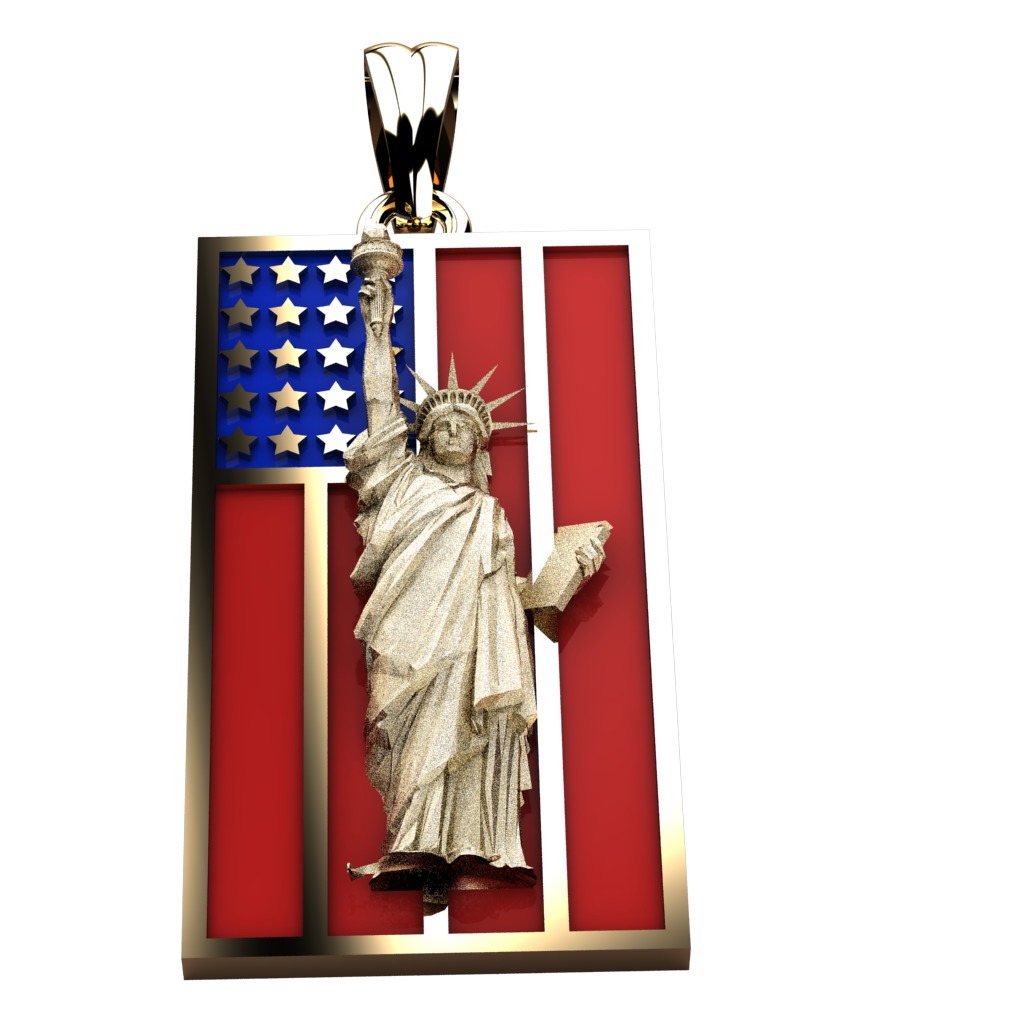 statue of liberty pendant 3D print model_3