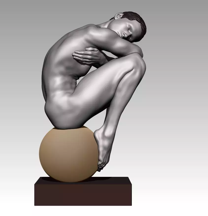 Lonely man statue 3D print model