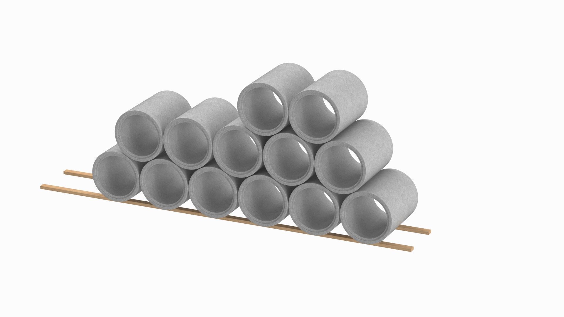 Concrete Pipes Stack  3D model_4