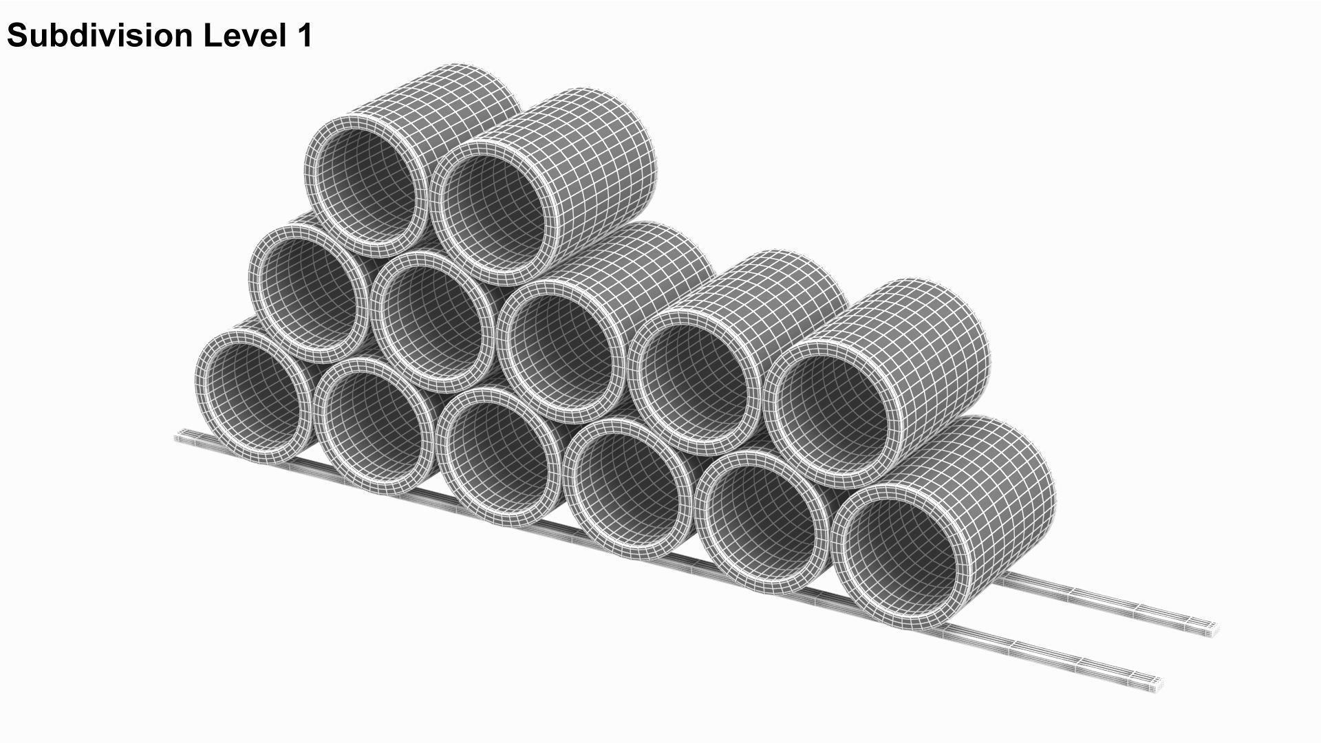 Concrete Pipes Stack  3D model_8