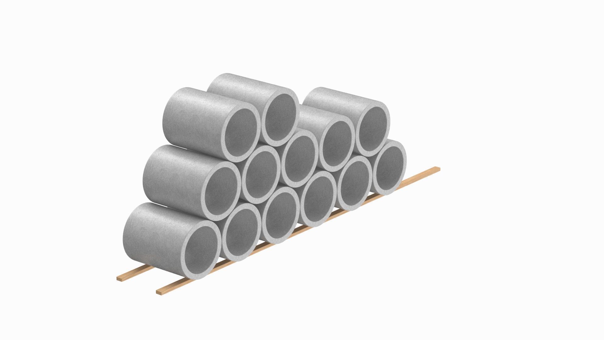 Concrete Pipes Stack  3D model_3