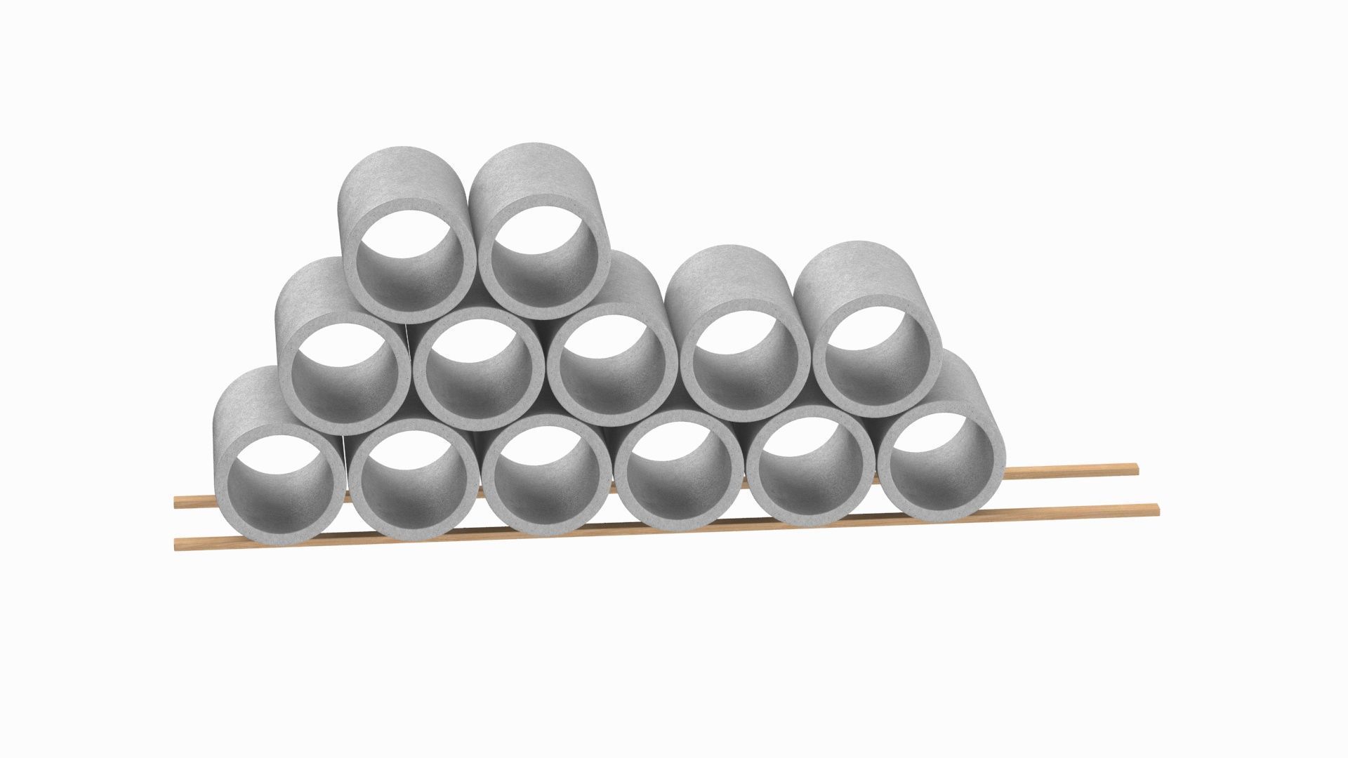 Concrete Pipes Stack  3D model_2