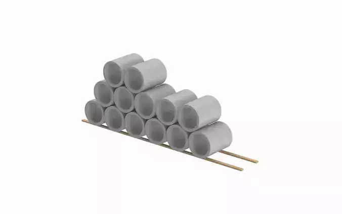 Concrete Pipes Stack  3D model Concrete Pipes Stack  3D model
